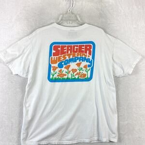 Seager Western Company Tshirt Mens XL White Floral Classic Preppy Outdoors